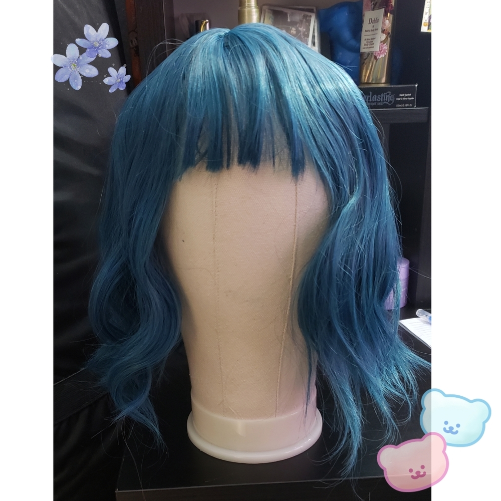 Blue Wavy Short Wig